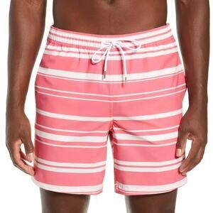 BONOBOS Pink Stripe 9" Inseam Swim Trunks Men's size L